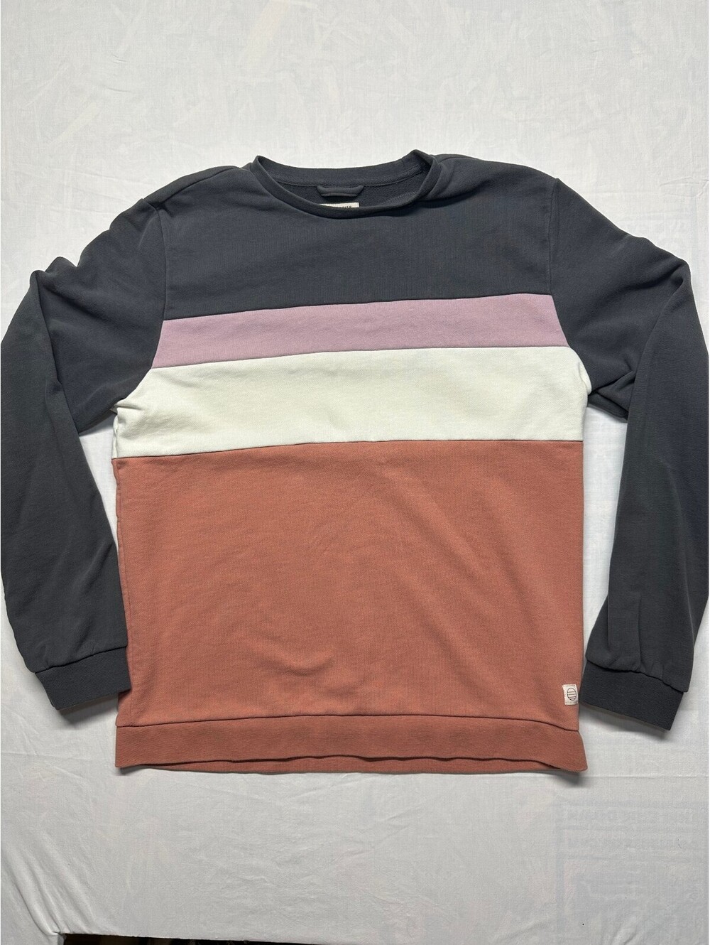 Marine Layer Re-Spun Colorblock Crewneck Sweatshirt Rust/Charcoal Medium EUC